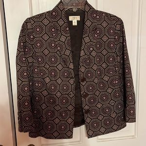 Loft woman’s jacket, chocolate brown and raspberry accents. size 6.